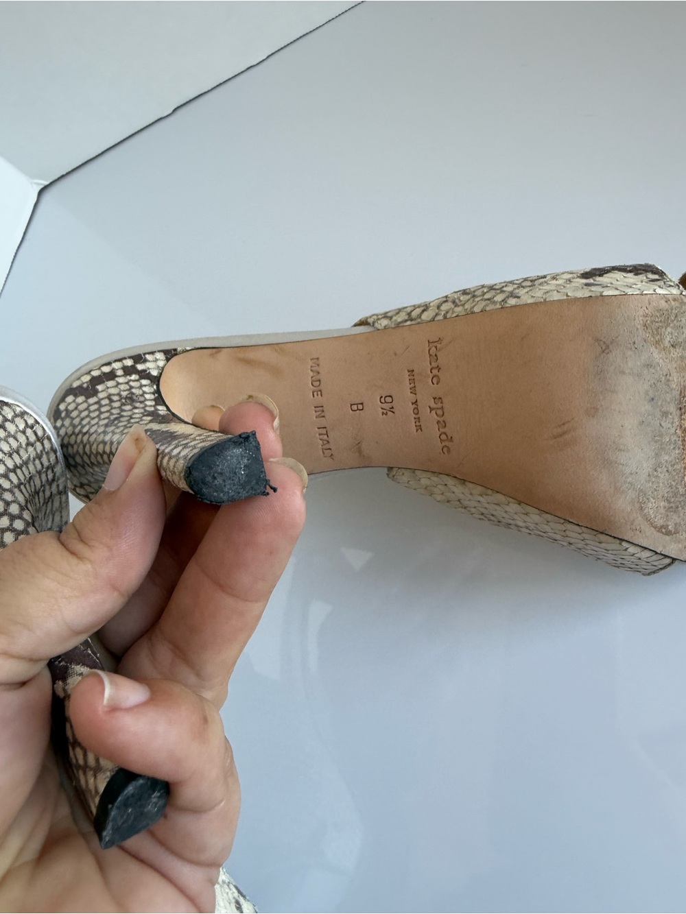 KATE SPADE Glenda Snake-Print Slingback Stilleto Heels in Beige and Brown 9.5 - Picture 8 of 9